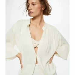 Mango Buttoned Flowy Blouse -Mango popular store mango 0032 1055916 3