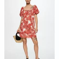 Mango Flowers Cotton Dress -Mango popular store mango 0043 6268916 5