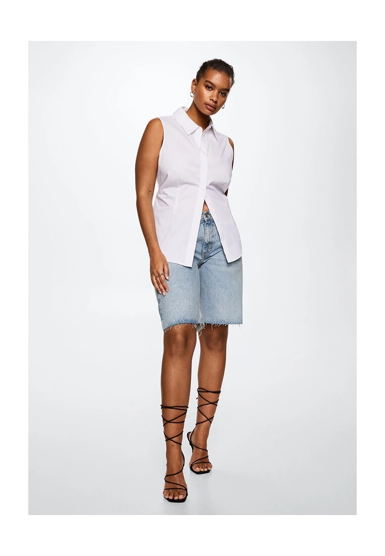 Mango Denim Bermuda Shorts With Frayed Hem 4 Mango Denim Bermuda Shorts With Frayed Hem - Image 2