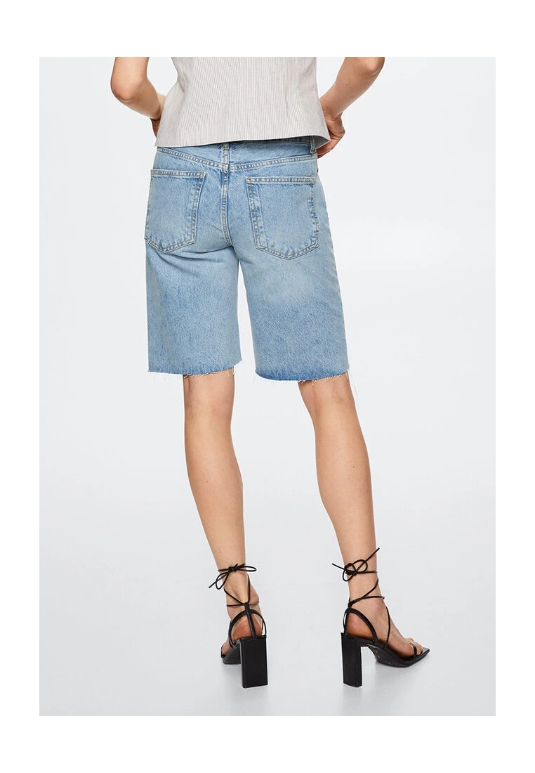 Mango Denim Bermuda Shorts With Frayed Hem 5 Mango Denim Bermuda Shorts With Frayed Hem - Image 3