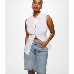 Mango Denim Bermuda Shorts With Frayed Hem 14 Mango Denim Bermuda Shorts With Frayed Hem -Mango popular store mango 0053 1658916 6