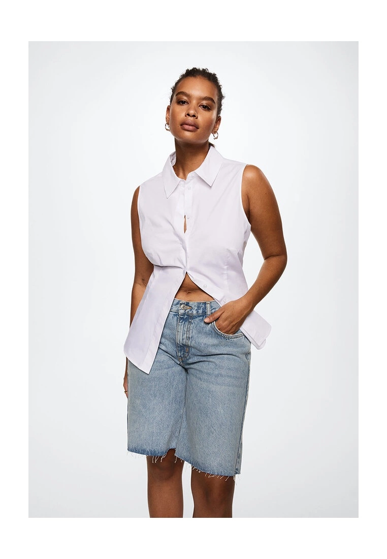 Mango Denim Bermuda Shorts With Frayed Hem 8 Mango Denim Bermuda Shorts With Frayed Hem - Image 6