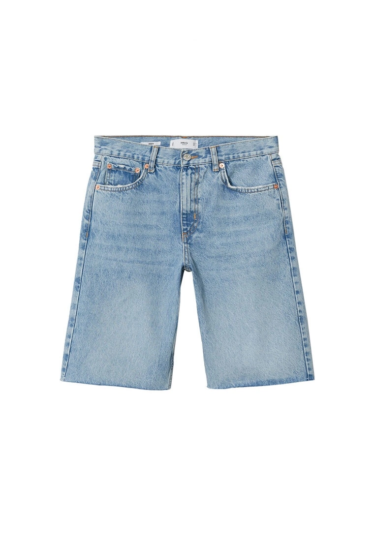 Mango Denim Bermuda Shorts With Frayed Hem 9 Mango Denim Bermuda Shorts With Frayed Hem - Image 7