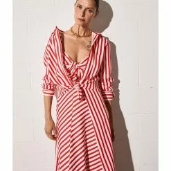 Mango Striped Cotton-Blend Dress -Mango popular store mango 0055 2758916 5