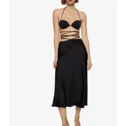 Mango Satin Wrap Skirt