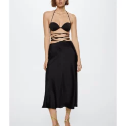 Mango Satin Wrap Skirt -Mango popular store mango 0067 6658916 5