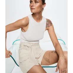 Mango Paperbag Denim Shorts -Mango popular store mango 0093 0168916 4