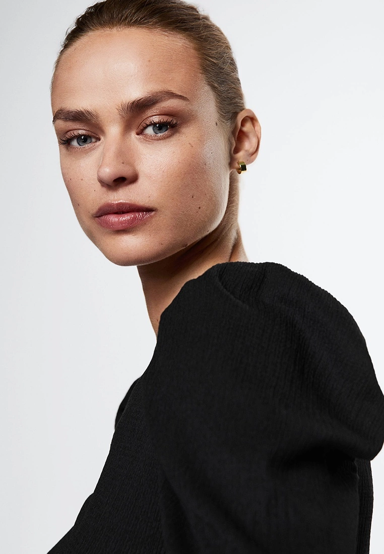 Mango Puffed Sleeves Texture Dress 5 Mango Puffed Sleeves Texture Dress - Image 3