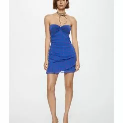 Mango Polka-Dot Ruffled Dress -Mango popular store mango 0097 3055916 4