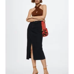 Mango Slit Denim Skirt -Mango popular store mango 0115 1368916 5