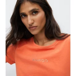 Mango Metallic Logo T-Shirt -Mango popular store mango 0129 4668916 3