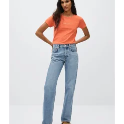 Mango Metallic Logo T-Shirt -Mango popular store mango 0129 4668916 4