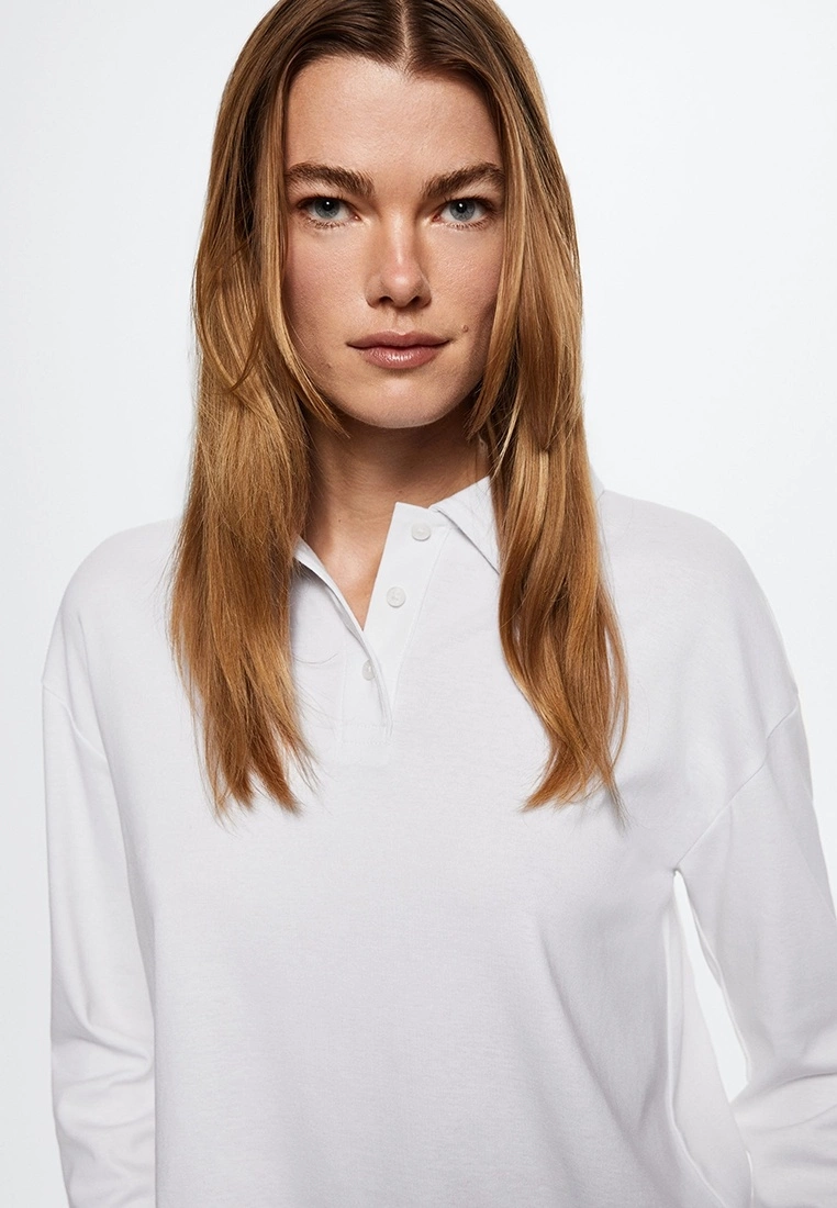 Mango Long-Sleeved Cotton Jersey Polo Shirt 5 Mango Long-Sleeved Cotton Jersey Polo Shirt - Image 3