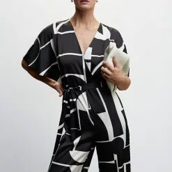 Mango Printed Satin Jumpsuit -Mango popular store mango 0493 7988046 5