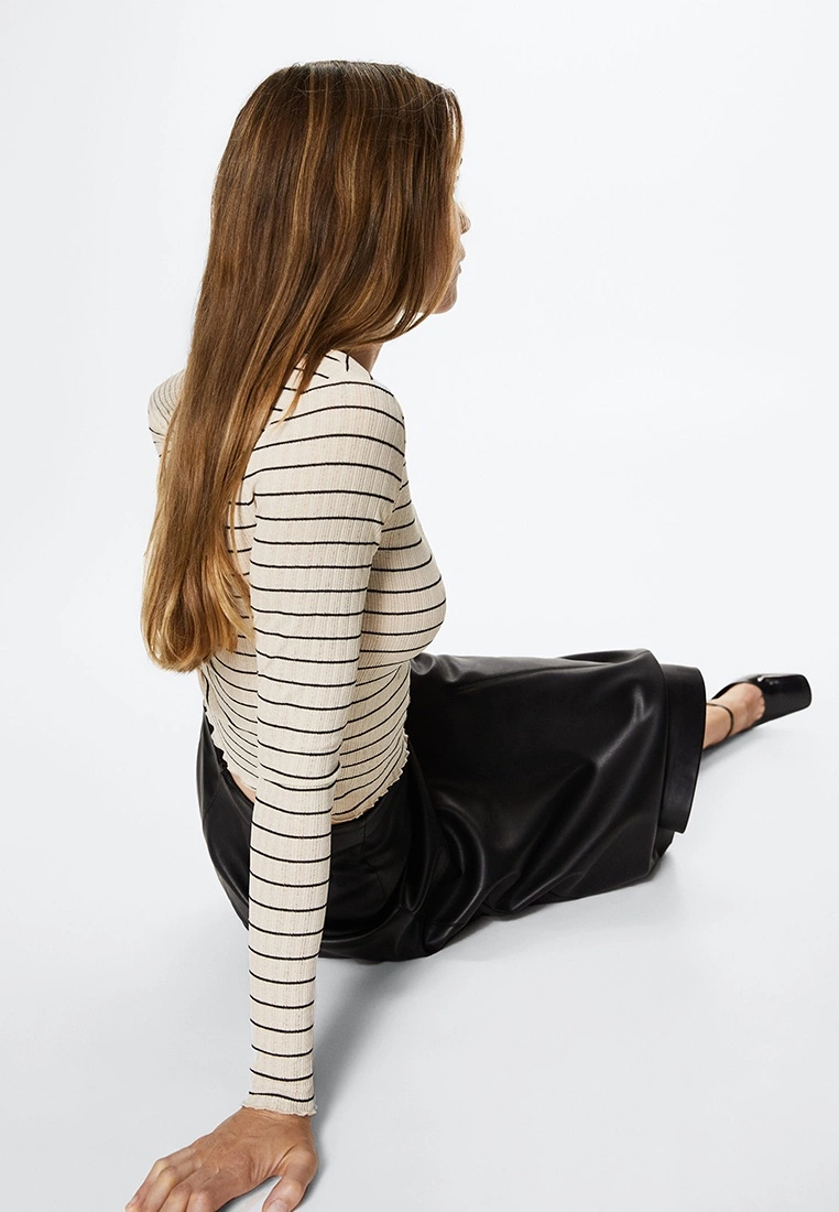 Mango Striped Long Sleeves T-Shirt 5 Mango Striped Long Sleeves T-Shirt - Image 3