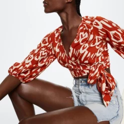 Mango Bow Printed Blouse -Mango popular store mango 0600 8717336 3