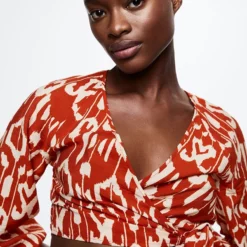 Mango Bow Printed Blouse -Mango popular store mango 0600 8717336 4