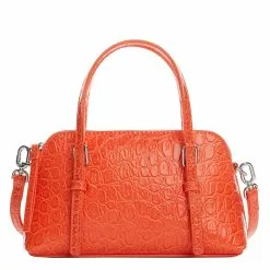 Mango Crocodile-Effect Double Handle Bag