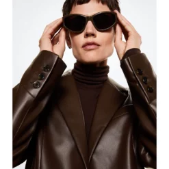 Mango Faux Leather Oversize Blazer -Mango popular store mango 0604 4240826 3