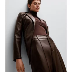 Mango Faux Leather Oversize Blazer -Mango popular store mango 0604 4240826 4