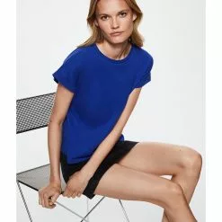 Mango Essential Cotton-Blend T-Shirt -Mango popular store mango 0608 7540826 4