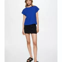 Mango Essential Cotton-Blend T-Shirt -Mango popular store mango 0608 7540826 5