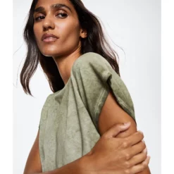 Mango Washed Cotton-Blend T-Shirt -Mango popular store mango 0612 0880826 3