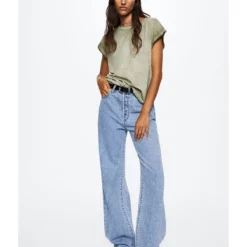 Mango Washed Cotton-Blend T-Shirt -Mango popular store mango 0613 0880826 5