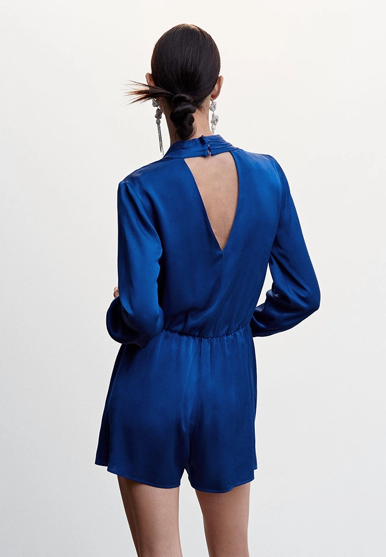 Mango Wrap Neckline Satin Playsuit 4 Mango Wrap Neckline Satin Playsuit - Image 2