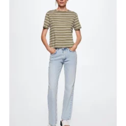 Mango Message Striped T-Shirt -Mango popular store mango 0620 0480826 4