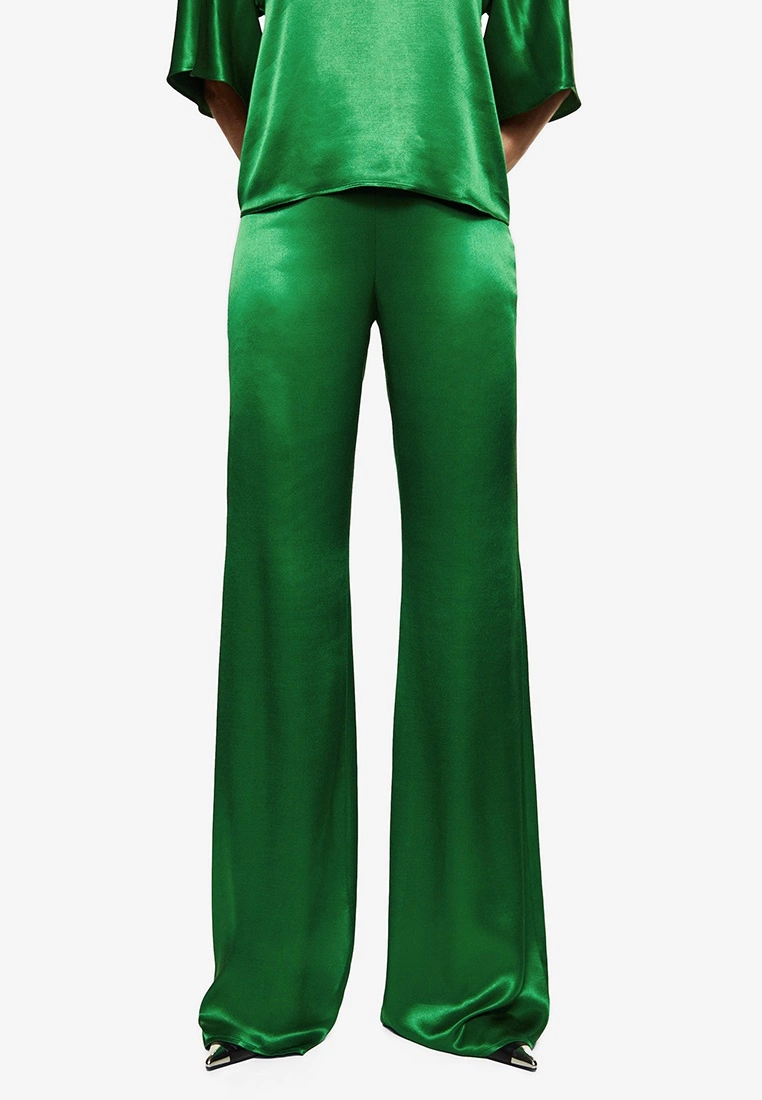 Mango Flared Satin Trousers 3 Mango Flared Satin Trousers