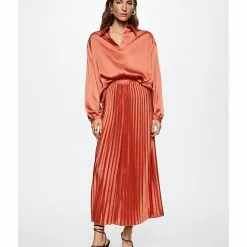 Mango Satin Pleated Skirt -Mango popular store mango 0671 7238526 5