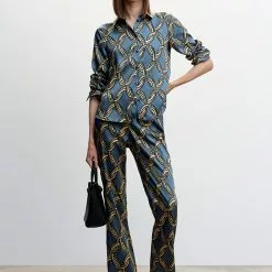 Mango Satin Printed Trousers -Mango popular store mango 0673 3149046 5