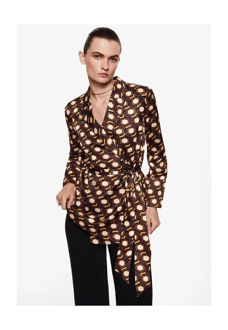 Mango Geometric Print Double-Breasted Blazer 3 Mango Geometric Print Double-Breasted Blazer