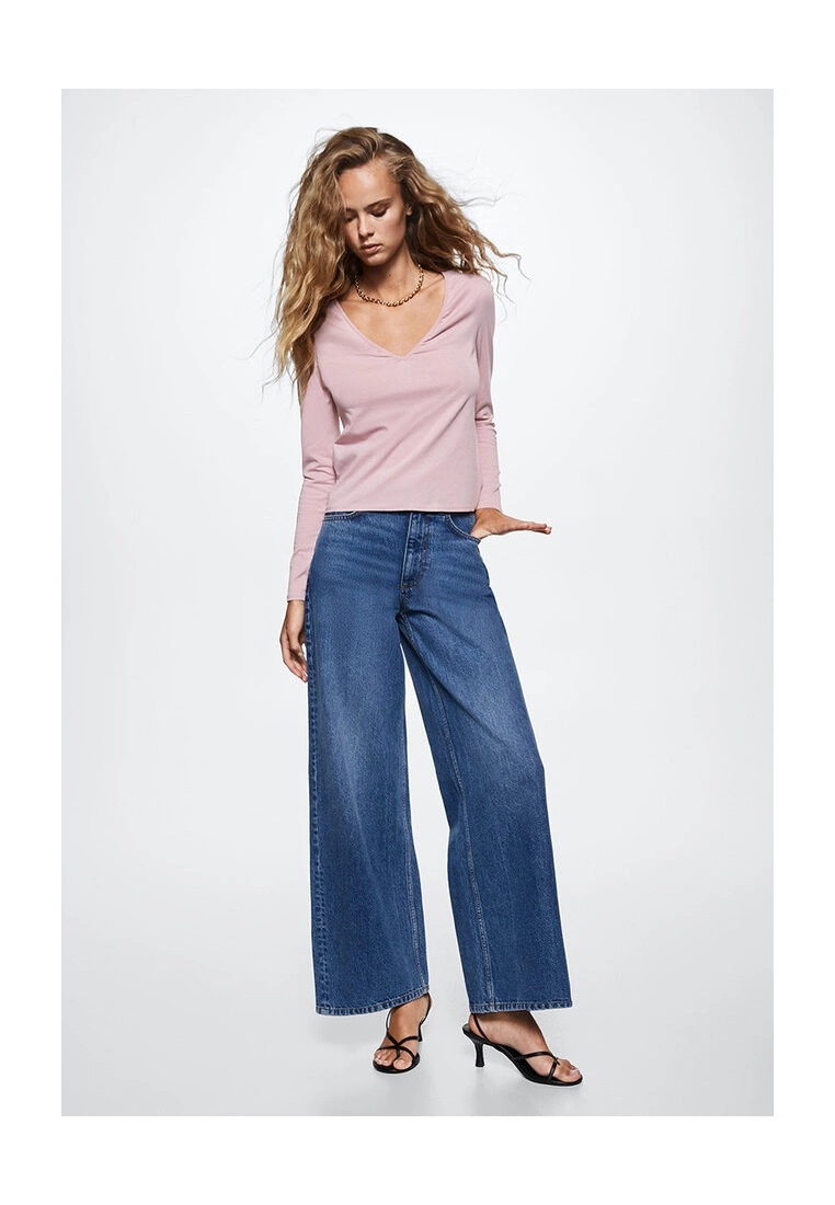 Mango Long-Sleeved V-Neck T-Shirt 5 Mango Long-Sleeved V-Neck T-Shirt - Image 3