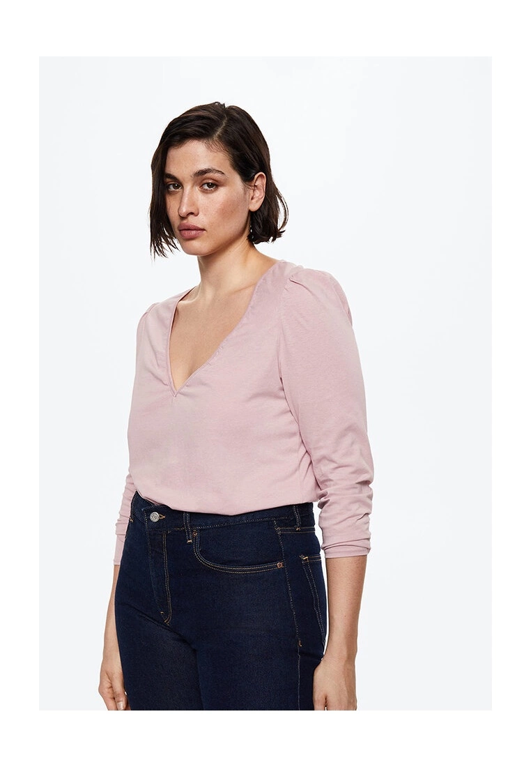 Mango Long-Sleeved V-Neck T-Shirt 6 Mango Long-Sleeved V-Neck T-Shirt - Image 4