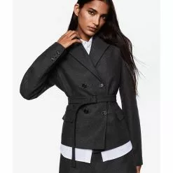 Mango Wool Blazer With Belt