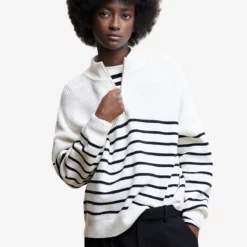 Mango Striped Sweater With Zip