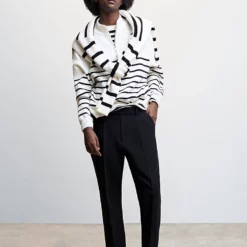 Mango Striped Sweater With Zip -Mango popular store mango 0827 3949046 5