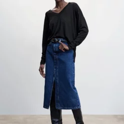 Mango V-Neck Pullover With Slits -Mango popular store mango 0838 7029046 4