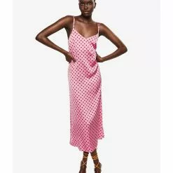 Mango Polka-Dot Satin-Finish Dress