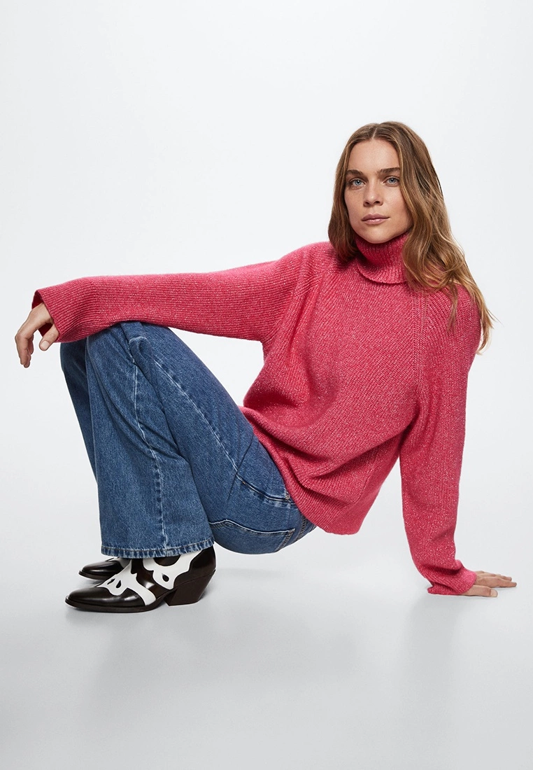 Mango Lurex Ribbed Turtleneck Pullover 6 Mango Lurex Ribbed Turtleneck Pullover - Image 4