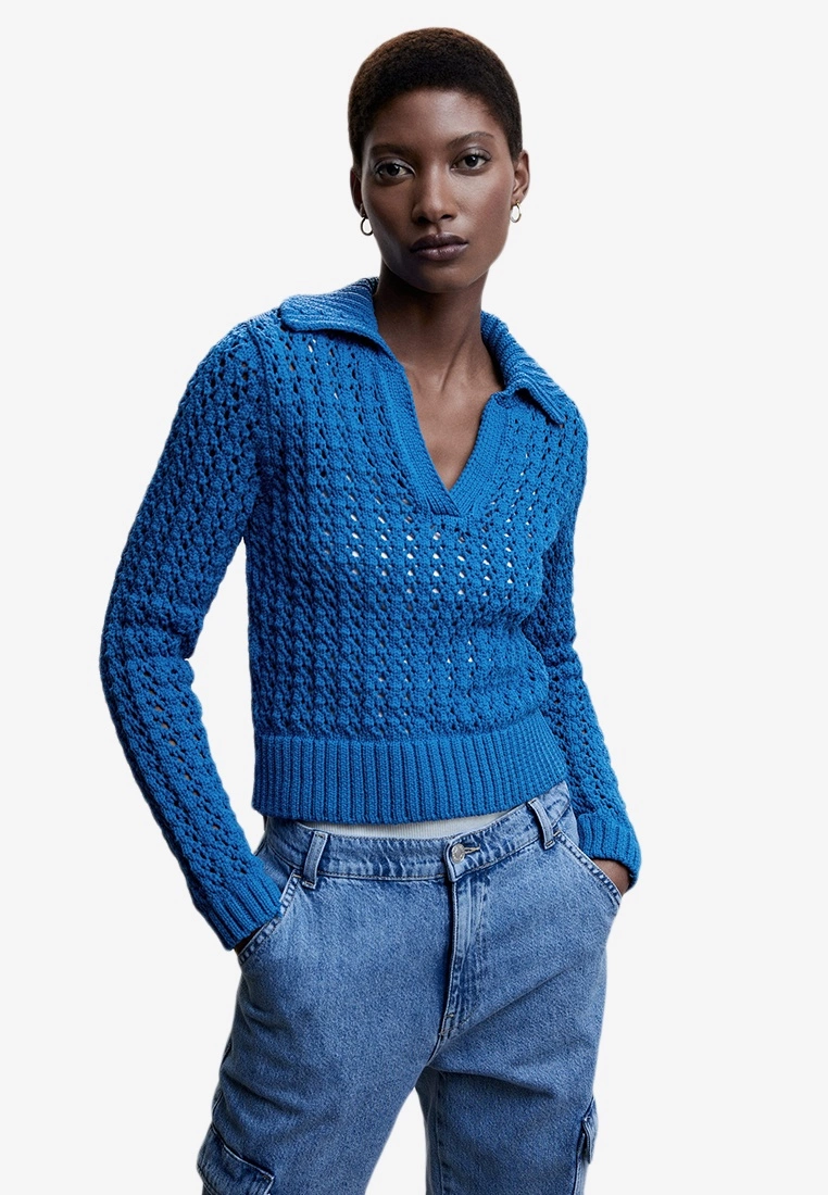 Mango Openwork Knit Polo Neck Sweater 3 Mango Openwork Knit Polo Neck Sweater