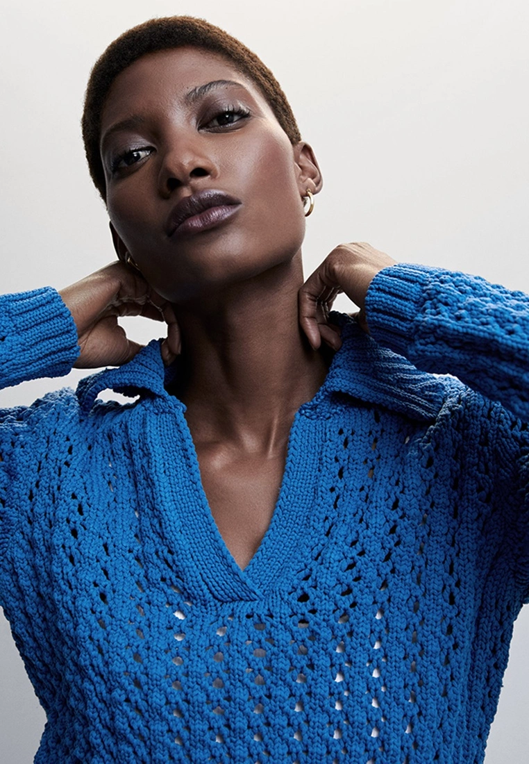 Mango Openwork Knit Polo Neck Sweater 5 Mango Openwork Knit Polo Neck Sweater - Image 3