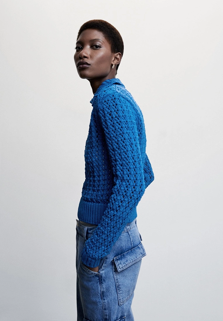 Mango Openwork Knit Polo Neck Sweater 6 Mango Openwork Knit Polo Neck Sweater - Image 4
