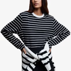 Mango Striped Cotton-Blend Sweatshirt