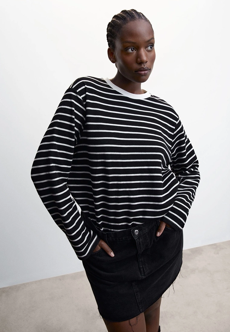 Mango Striped Cotton-Blend Sweatshirt 4 Mango Striped Cotton-Blend Sweatshirt - Image 2