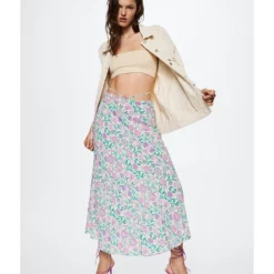 Mango Flowy Printed Skirt -Mango popular store mango 1000 9150326 5