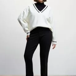 Mango Contrasting V-Neck Sweater 13 Mango Contrasting V-Neck Sweater -Mango popular store mango 1027 2059046 4