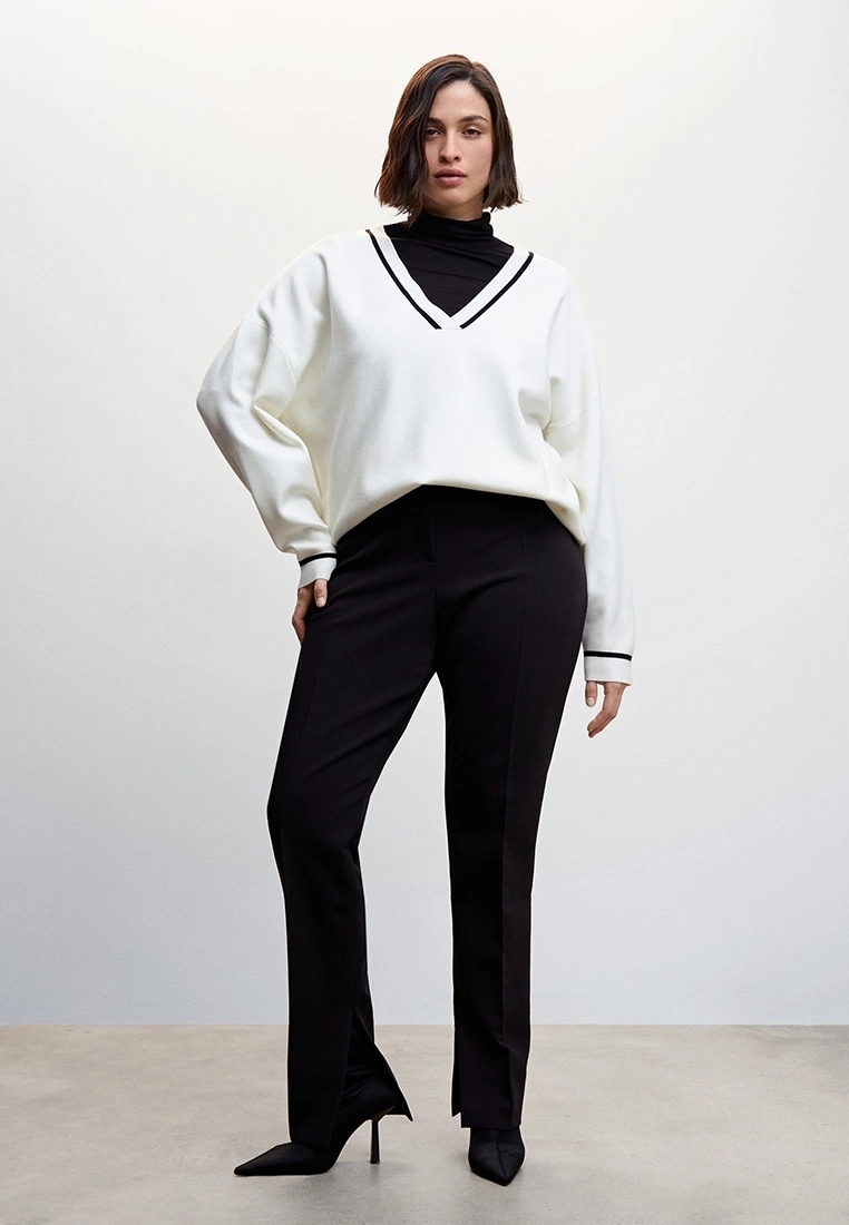 Mango Contrasting V-Neck Sweater 6 Mango Contrasting V-Neck Sweater - Image 4